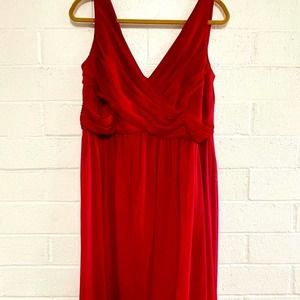David’s Bridal Women’s Red Short Tank Mesh w/Cowl Neck Bridesmaid Dress
